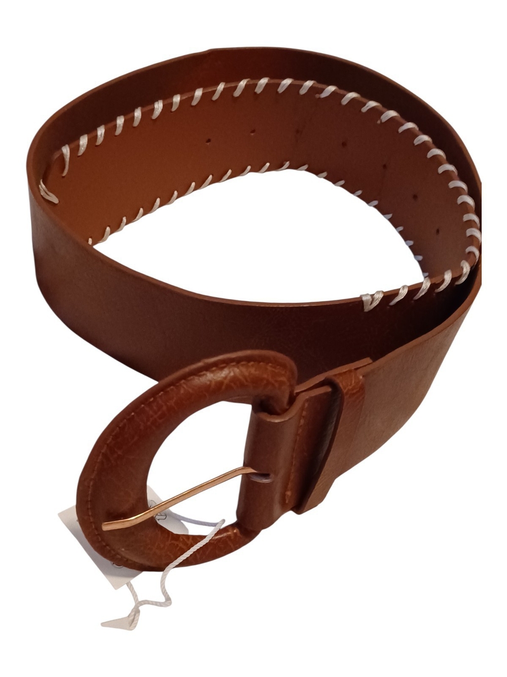 Zara Brown Faux Leather Belt with Wrapped Round Buckle